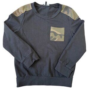 Nova Kids Boys Sweatshirt Black /Camo Size 6 Long Sleeves Front Pocket Pre-owned